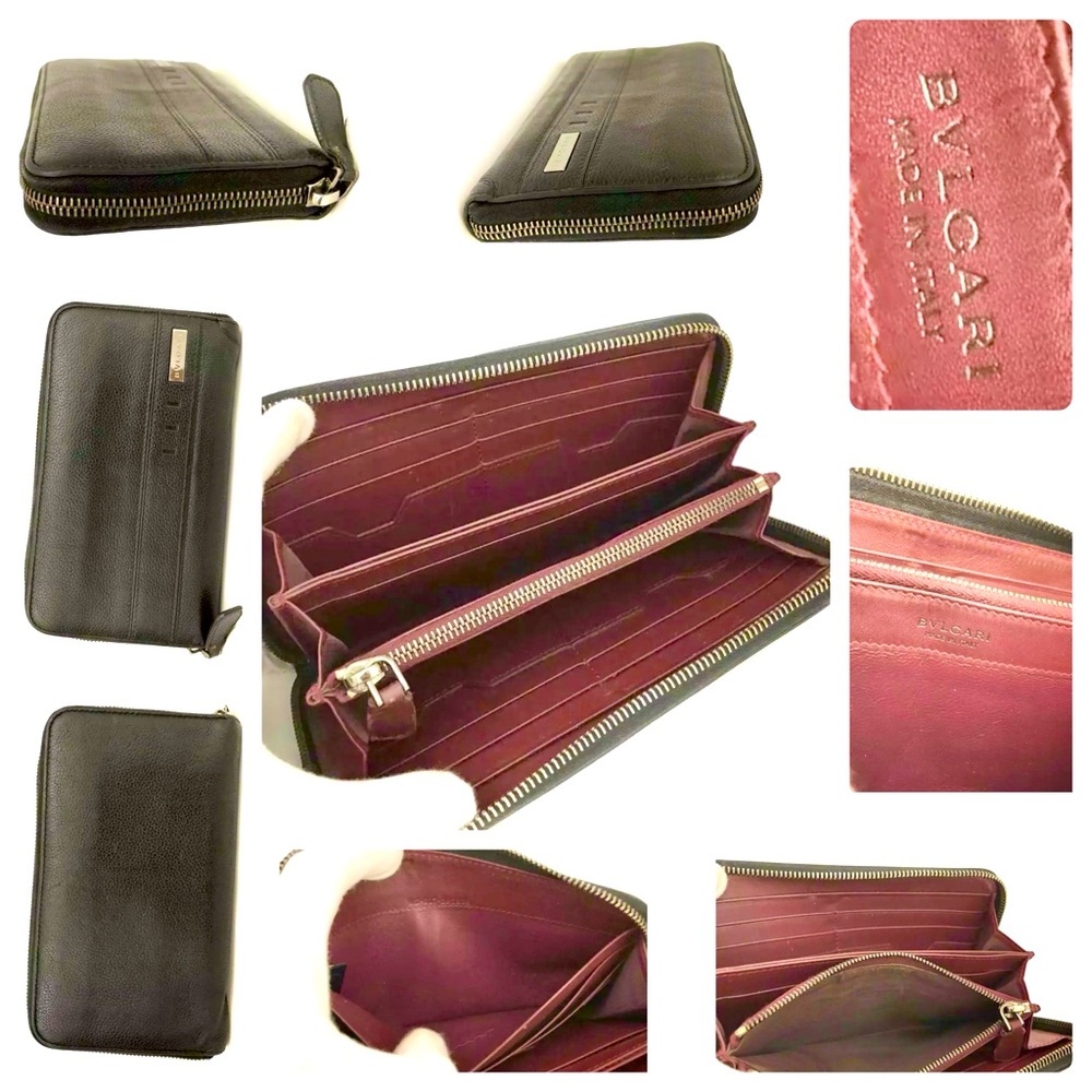 BVLGARI Leather Zip Long Wallet